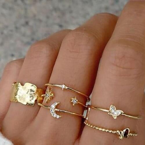 Fashion Jewelry Rings Set Hot Selling Metal Alloy Hollow Round Opening Women Finger Ring For Girl Lady Party Wedding Gifts