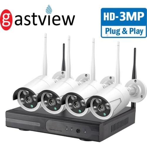 4ch 3MP HD Audio Wireless NVR Kit P2P 1080P Indoor Outdoor IR Night Vision Security 3.0 MP IP Audio Camera WIFI CCTV System