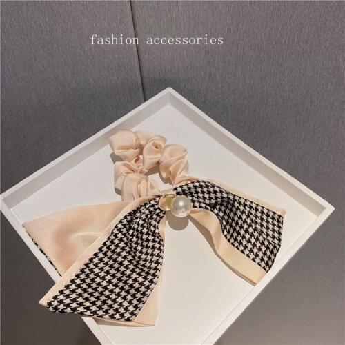 Korea Dongdaemun Bowknot Plaid Hair Tie Ladies Sweet Hair Rope Fashion Ball Hair Hair Accessories Head Rope