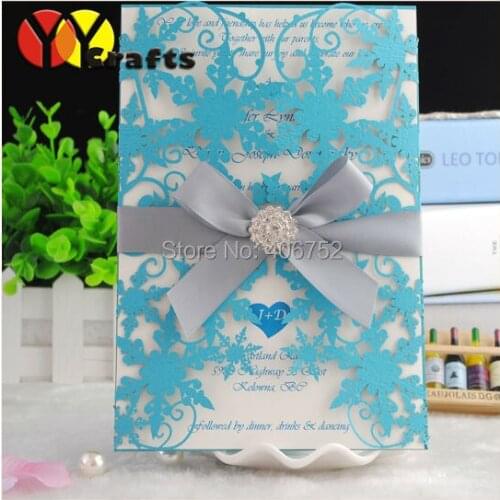Laser cut Christmas party snowflack design folded wedding invitation cards