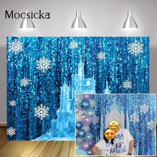 Ice Castle Birthday Backdrop Decorations Winter Snowflake Wonderland Portrait Photography Background Baby Shower Party Props