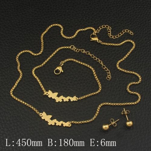 Newest 13 Styles Stainless Steel fashion Round Jewelry Gold color Necklace Bracelet Stud Earrings Sets For Women Gift SEUZAGBE