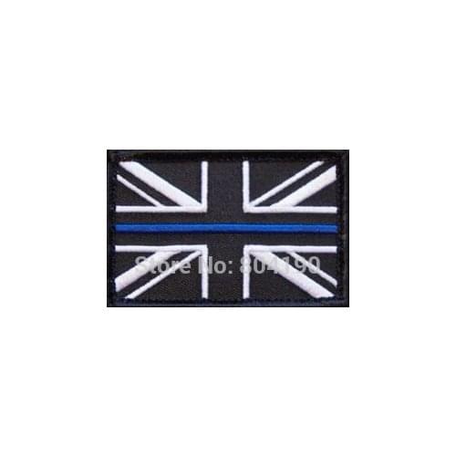 3" Thin Blue Line Union Flag Patch UK Great Britain Blue Berets Badge Applique embroidery