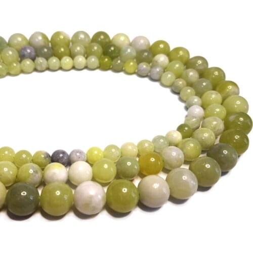 New Natural China XINJIANG Jades Green Round Stone Beads For Jewelry Making DIY Bracelet Necklace 4/6/8/10 mm Strand 15
