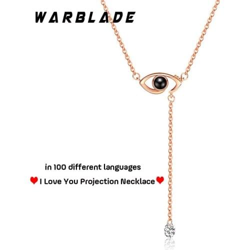 New Arrival Rose Gold&Silver 100 languages I love you Projection Pendant Necklace Romantic Love Memory Wedding Necklace 2019