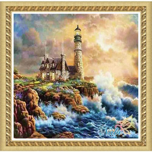 Beach Sea full gear dmc rhinestone 2234R - Round Diamond embroidery cross stitch diamond mosaic painting