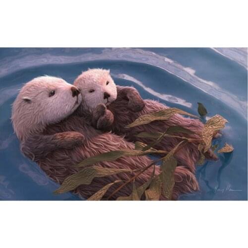 Full Square Round Drill Diamond Embroidery Animals 5D Diy Diamond Painting otter Mosaic Winter Garden DecorationZP-3362