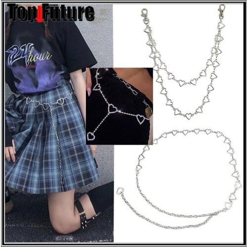 Bling Bling Waistband Pants Classic Waist Chain Love Heart Hollow Girdle Women Hip Hop Style Fashion Fine Waist Belts Chains