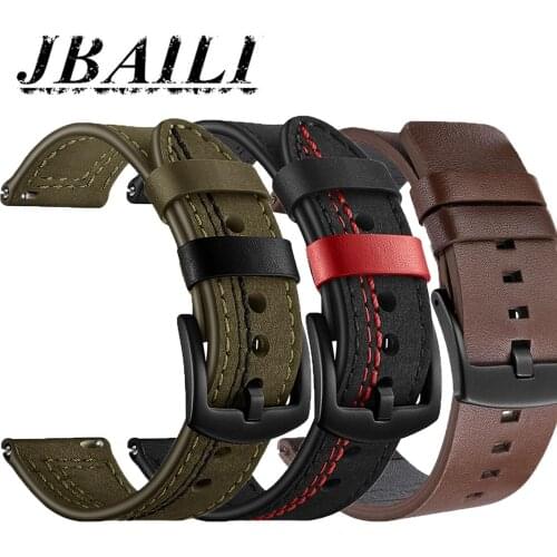 Genuine Leather Watch Band 22mm Strap For Huawei Watch GT/GT2 Watch Strap Replacements For Samsung Watch Men Strap Accessories