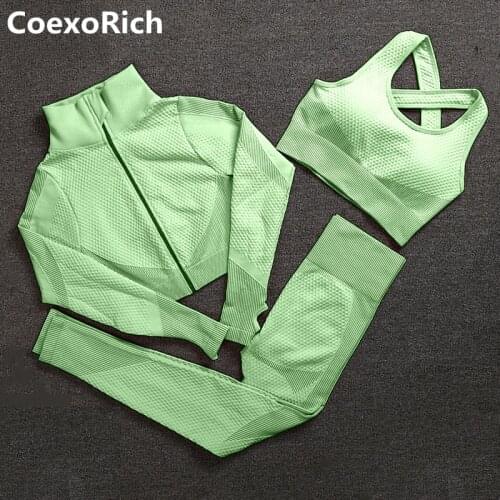 Sport Set Women Fitness Gym Clothing Seamless Yoga Suit 2/3PCS Crop Tank Top Running Tights Leggings Workout Bra Sportswear