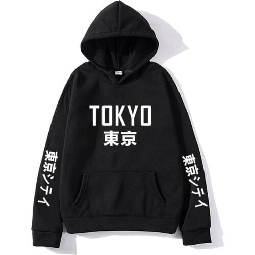 TOKYO Print Fleece Hoodies Pullover Men/Women Fashion Casual Hooded Streetwear Sweatshirts Hip Hop Harajuku Male Tops Hoody