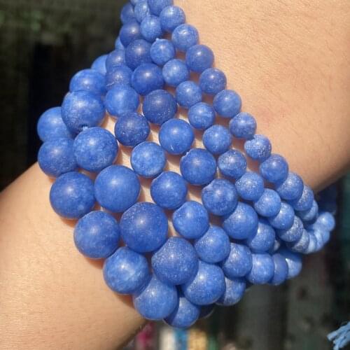 Dull Polish Natural Kyanite Blue Jades Stone Beads 6 8 10mm Round Matte Loose Beads For Jewelry Making Diy Bracelet Necklace 15"