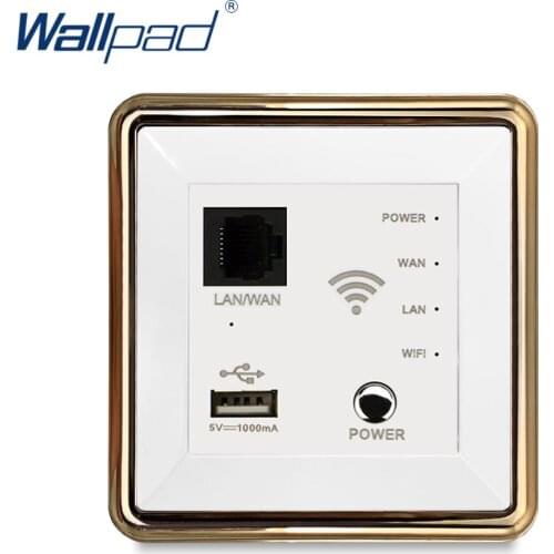 Wallpad 300M Wifi AP Router Wall Light Switch Wifi Repeater White Panel Gold Edge
