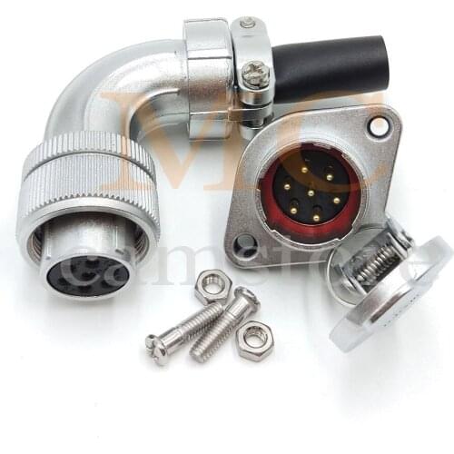 WS20 7pin Metal Power Connector, Electrical Waterproof Power Supply Plug Socket Aviation Bulkhead Connector