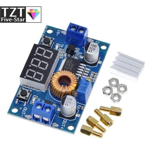 XL4015 High power 5A 75W DC-DC Adjustable Step-down Charger Module Step Down Buck Converter LED Driver with Red Voltmeter