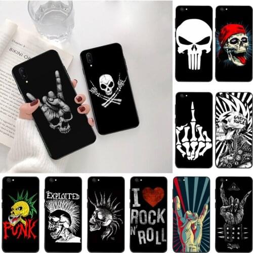 YJZFDYRM Hot Rock Cool skull Black Cell Phone Case For Vivo Y91c Y17 Y51 Y67 Y55 Y93 Y81S Y19 V17 vivos5