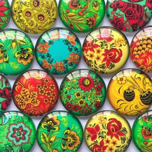 ZEROUP Round Glass Cabochon 12mm 20mm Mixed Pattern Handmade Diy Embellishments Suppies for Jewelry Clasps Craft TP-397