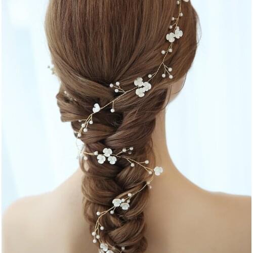 Pearl Flower Headbands For Women Bride Hair Accessories Decoration For Hair Light Gond Wedding Headband For Bride Ornament