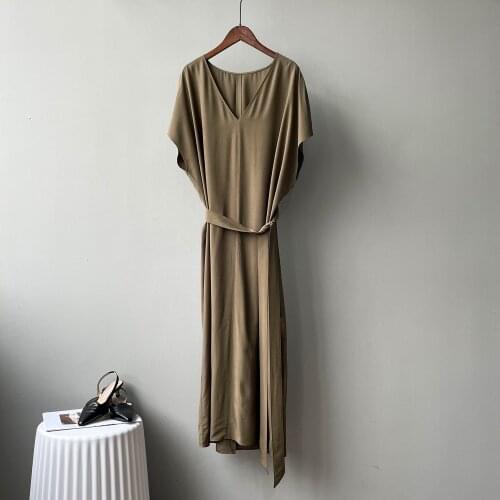 2021 Fashion High Quality Womens Dress Summer Sag Loose lacing Long Woman Dress Temperament dress summer V-neck dresses women