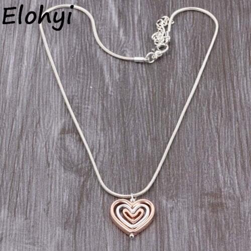 ELOYHI Women Choker Necklace Multilayer Double Color Plate Heart Snake Chain Collar For Women Trendy Necklace&Pendants Gift