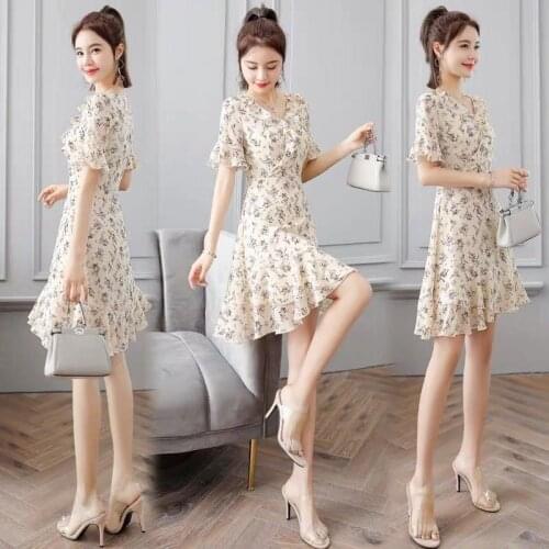 Summer Flower Dress Little Man 2021 summer new womens wear temperament thin little fresh chiffon skirt tide