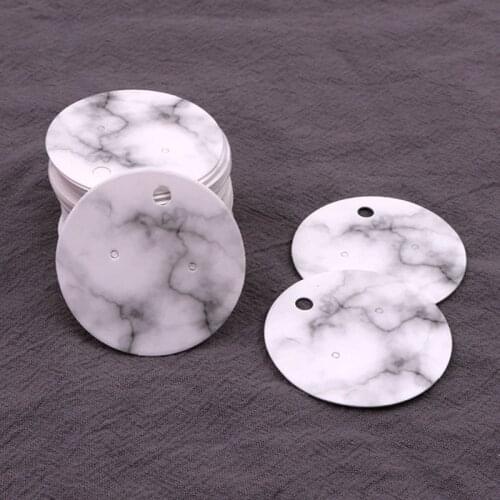 100PCS Marbled Paper Earring Card Simple Jewelry Card Message Earring Stud Card Round Shape Display Packaging Cards