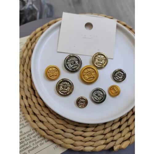 10pcs15/18/20/25 mm golden gold color metal buttons garment coat sewing accessories buttons for clothing crafts
