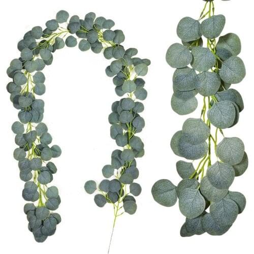 2021 Artificial Green Eucalyptus Garland Leaves Vine Fake Vines Rattan Plants Wedding Party Backdrop Arch Home Wall Decoration