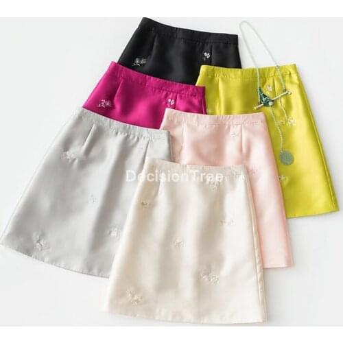 2021 women cheongsam skirt chinese traditional qipao dress ladies classic plaid shirts elegant lady highwaist cheongsam skirts