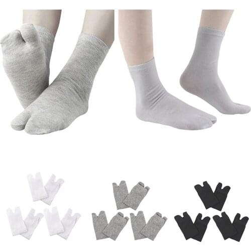 3 Pairs Elastic Cotton Tabi Socks 2 Toe Socks Flip-Flops Socks Unisex for Women Men Sports Running Hiking Use
