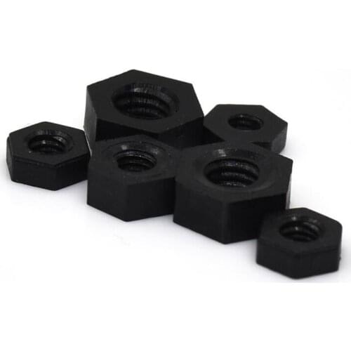 50pcs M6 M8 M10 Black Hex Nylon Nut Hexagon Plastic Nut Hexagonal Nut