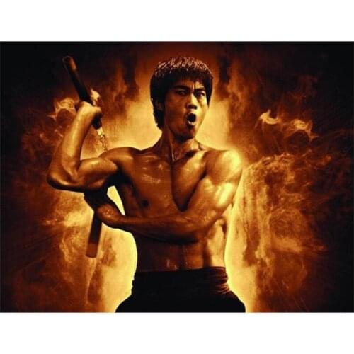 5D DIY Full Round Diamond Painting Kung Fu Superstar Bruce Lee 3D Embroidery Cross Stitch Rhinestone Mosaic Home Decor Y130