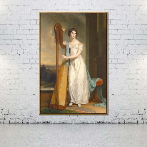 Artcozy Oil Canvas Painting lady with a harp eliza ridgely For Home Decoration Wall Art