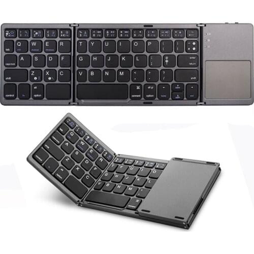 Mini Wireless Three Foldable Bluetooth Keyboard With Folding Handy Touchpad Portable Keypad For IOS Windows Android ipad Tablet