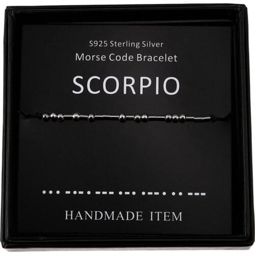 Scorpio Morse Code Bracelets Handmade Zodiac Beads on Silk Cord Secret Message Bracelet Birthday Gift