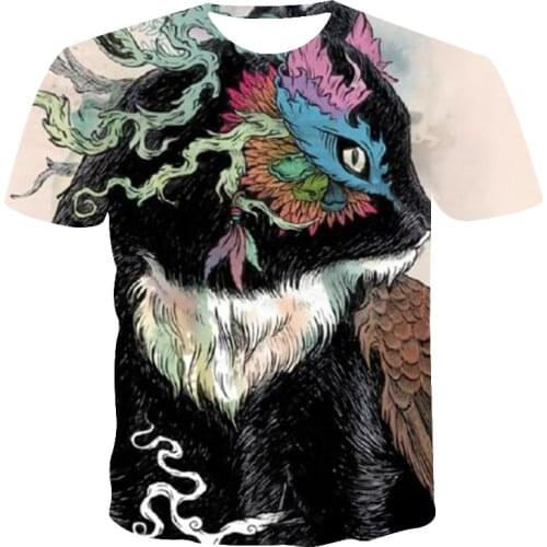 Literary Style Hand-Painted graphic t shirts Summer 3D Fashion Creativity Pattern Print T-shirt Interesting Hip Hop t-shirts Top