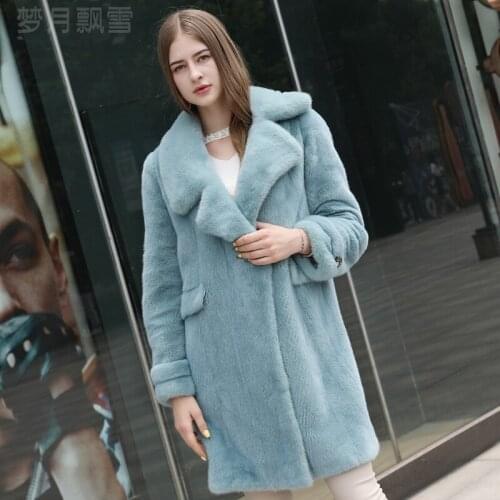 Imported velvet mink female long section mink fur suit collar 2019 womens outerwear coats autumn and winter new style