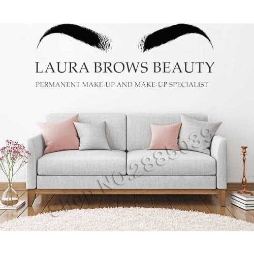 Salon Beauty Women Beautiful Stickers Decor Eyebrow Eyelashes Decal Gift Art Vinyl Decal Makeup Beautysalon Poster Sticker LL152