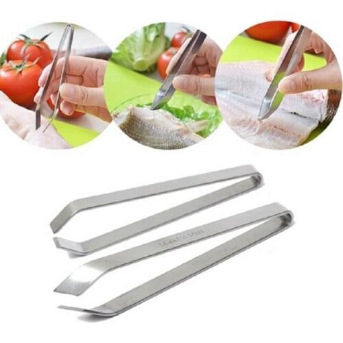 Hot Stainless Steel Tongs Metal Fish Hair Remover Kitchen Stubbs Fishbone Fur Bones Clip Tong Animal Pliers Barbecue Tongs