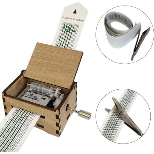 15 Tone DIY Handmade music box Wooden Box with hole punch and 8 paper tape music action Box Paper Tape