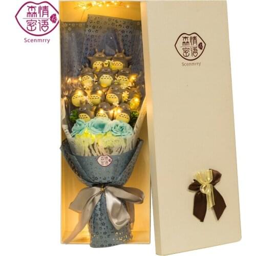 Stuffed Animal Totoro Doll A Bunch of Doll Cartoon Bouquet Wedding Decoration Valentines Day Birthday Graduation Gift Girl