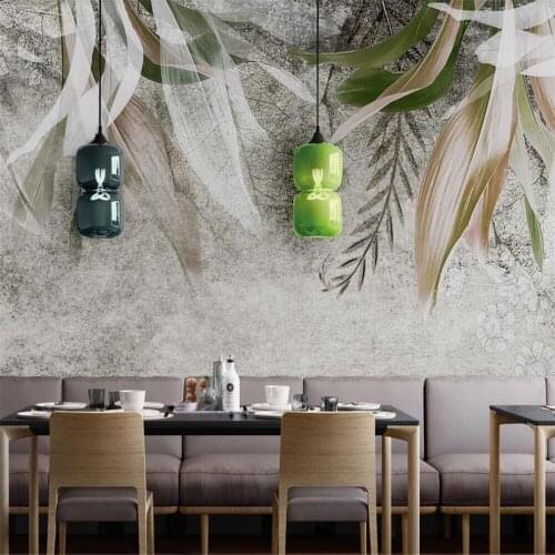 Milofi custom 3D wallpaper mural modern hand painted abstract art leaf plant living room background wall decoration painting wal