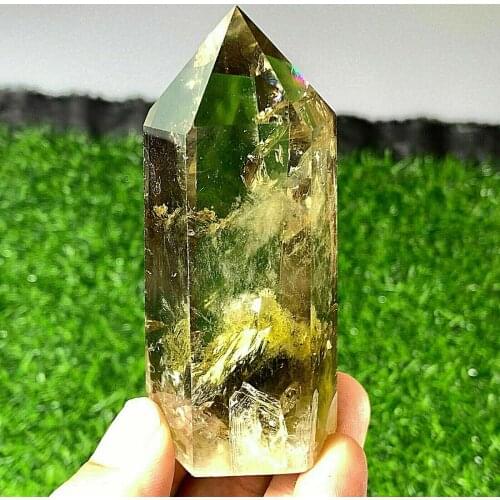 Natural smoky citrine quartz obelisk crystal wand point healing 1kg