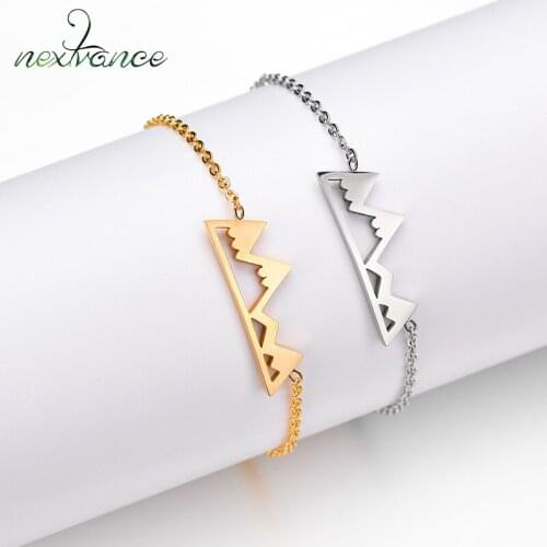Nextvance Boho Snow Mountain Bracelets Stainless Steel Chain Bracelet Bangles For BFF Geometric Triangle Adventure Jewelry