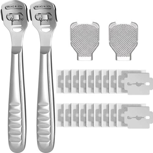 New Stainless Steel Foot Skin Shaver Corn Cuticle Cutter Remover Rasp Pedicure File Foot Callus 20 Blades Foot Care Tool