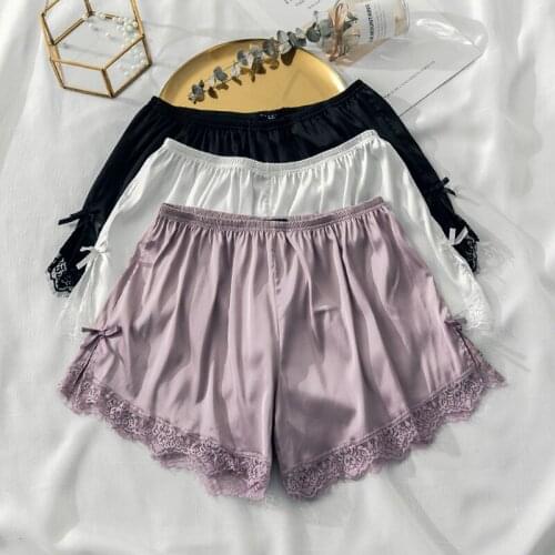 New summer pajamas womens silk side slit thin shorts lace loose casual safety pants can be worn outside sexy stacked leggings