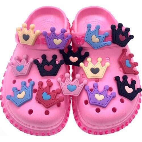 50PCS Wholesale Mix Cartoon Imperial Crown PVC Soft Accessories For Shoes Wristbands Shoe Charms Kids Party Gift Croc Jibz Decor