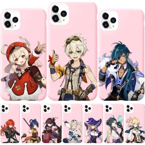 Genshin impact Original Liquid Silicone Phone Case For iphone 11 Pro Max X XS Max XR Candy Color Shell For iPhone 7 8 6 6S Plus