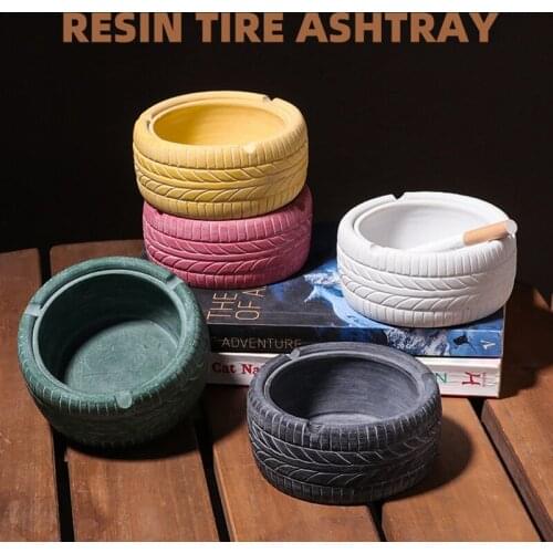 Retro Tire Shape Ashtray Ash Tray Holder Resin Ashtray Cigarette Smoking Ash Tray for Living Room Home Decorations