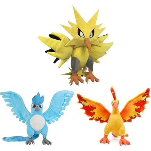 Pokemon Cartoon Stuffed Animals Big Plush Zapdos Articuno Moltres Anime Kawaii Cute Plushie Doll Toys Children Birthday Gift28cm